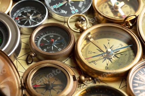 Preview: Different compasses on old map