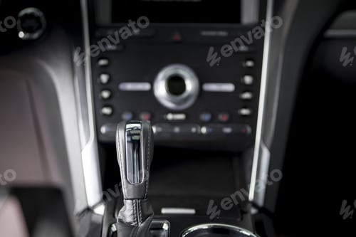 Preview: Closeup shot of a luxurious black interior of a modern elegant car