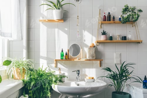 Preview: White modern bathroom in eco friendly style