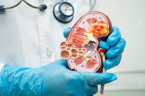 Preview: Kidney disease, Chronic kidney disease ckd, Doctor with human model to study and treat in hospital.