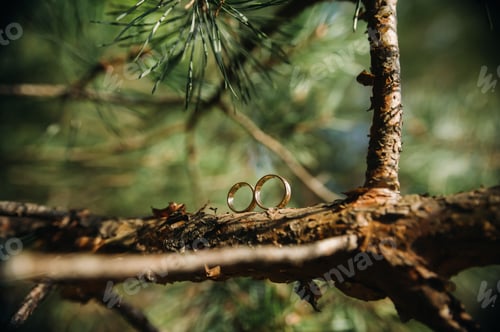Preview: Close-up of two gold wedding rings for a wedding