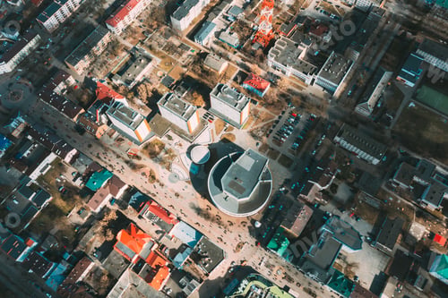 Preview: Brest, Belarus. Brest Cityscape Skyline In Spring Day. Bird's-eye View Of Residential Districts