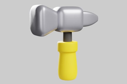 Preview: Cartoon yellow handled hammer