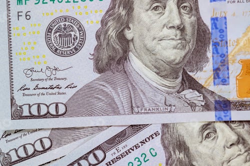 Preview: National currency a cash American paper money shows closeup front view one hundred dollar banknote