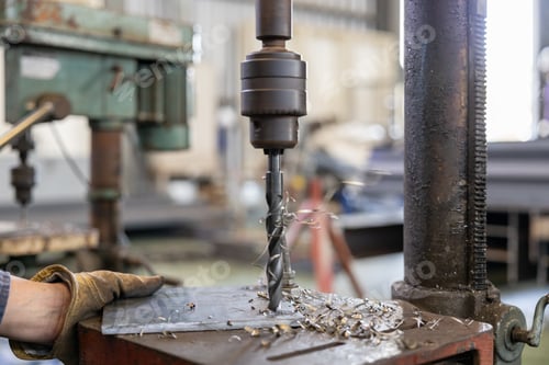 Preview: Metal drilling on industrial drill press