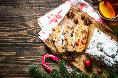 Preview: Stollen traditional Christmas ftuitcake with dried fruit and nut