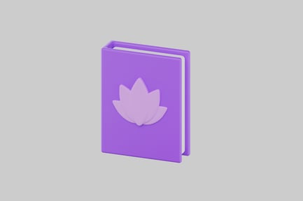 Preview: Purple book with white lotus flower emblem