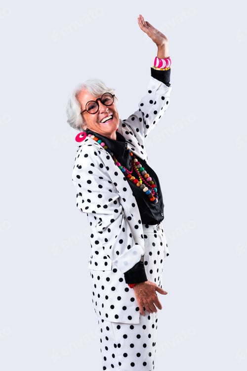 Preview: Beautiful senior woman with gray hair portrait in studio