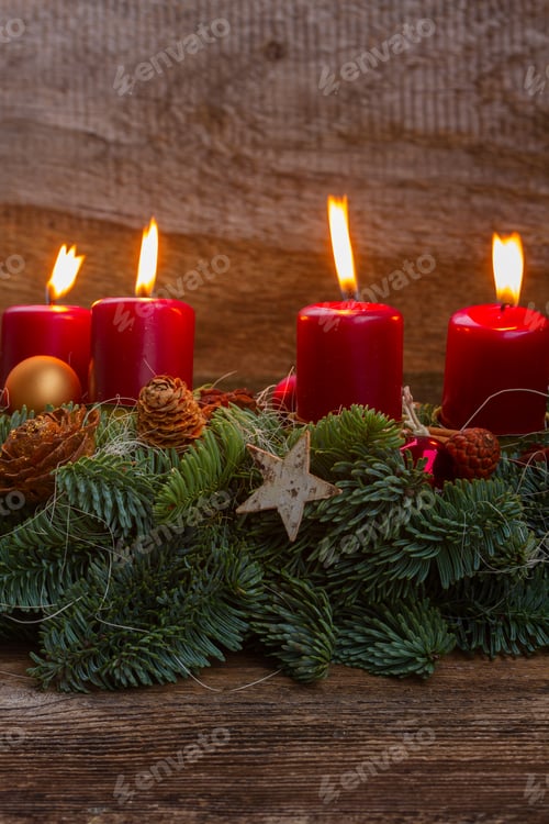 Preview: advent wreath with burning candles