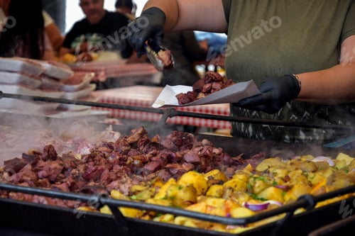 Preview: Street trade delicious food. Close-up. Selective focus.