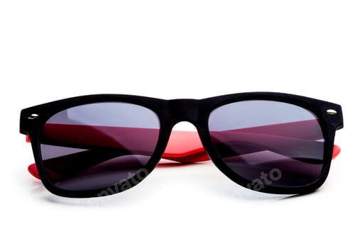 Preview: Cool sunglasses isolated on white background. In black plastic frame
