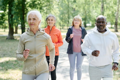Preview: Senior people doing sport outdoors