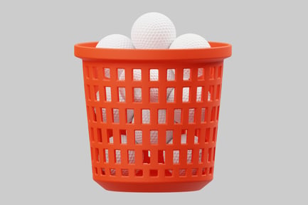 Preview: Orange plastic basket with golf balls
