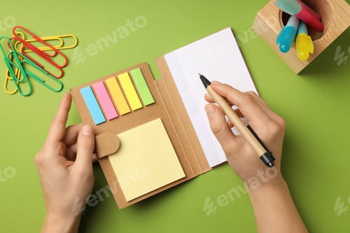 Preview: Concept of stationary or office accessories, top view