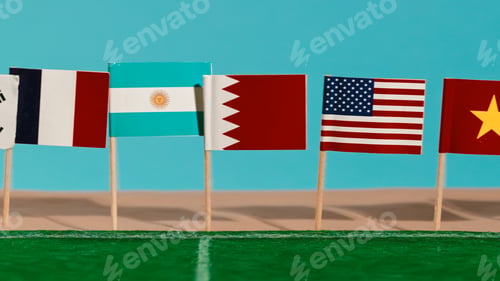 Preview: World Cup Flags on soccer field