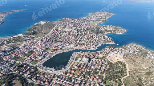 Preview: Dalyan Village drone view in Cesme Peninsula of Turkey