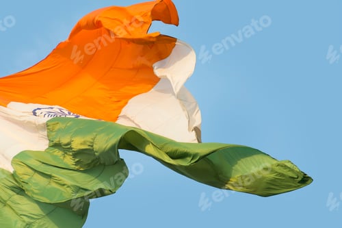 Preview: Close-up shot of wavy Indian flag