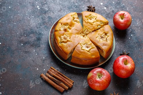 Preview: Sweet homemade apple cake with cinnamon.