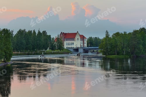Preview: After sunset time in European town.
