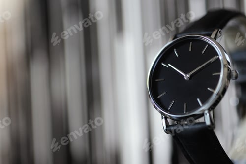 Preview: Close Up of a Stylish Minimalist Wristwatch