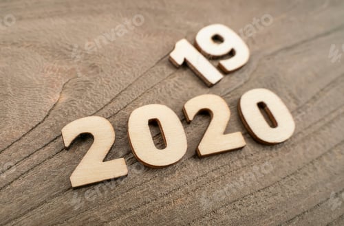 Preview: Happy New Year 2020 Concept, Change 2019 To 2020 Number On Wood Background.