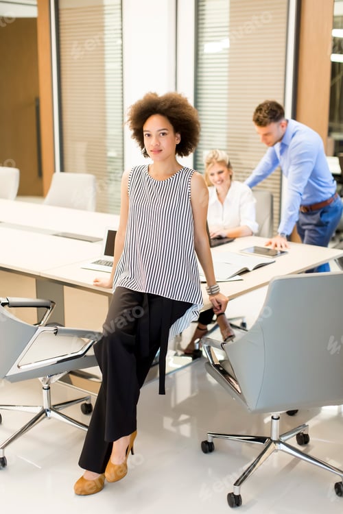 Preview: Young business people working in a modern office