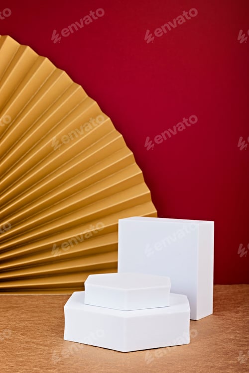 Preview: Podium, stand, platform for product presentation. Mockup for branding and packaging presentation