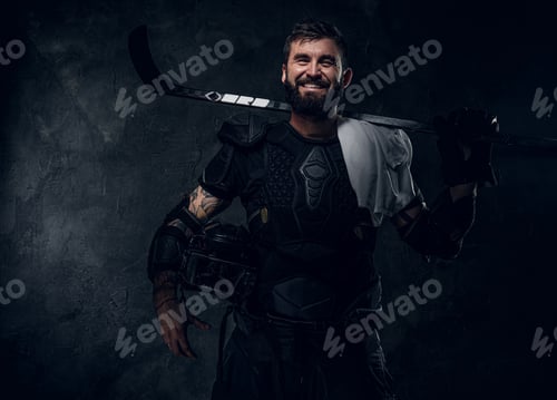 Preview: Portrait of powerful hockey player