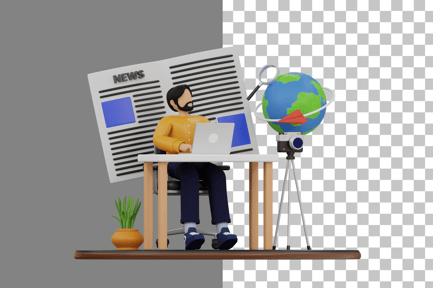 Preview: News Article Writer 3D Illustration