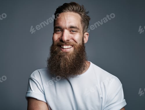 Preview: Bearded handsome man with big smile
