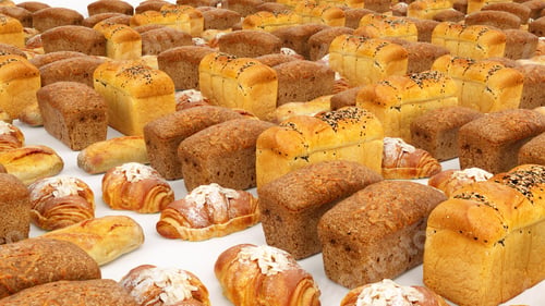 Preview: Bread bun roll croissant set or collection Baked food and bakety