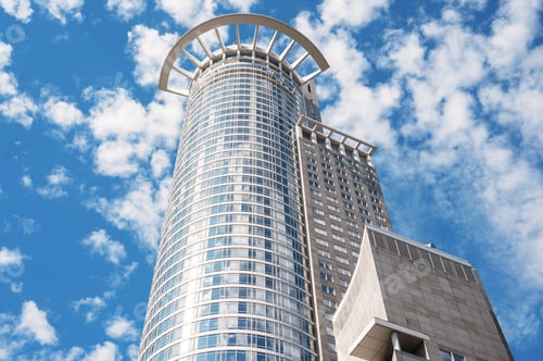 Preview: View of a skyscraper in Frankfurt downtown, Germany.