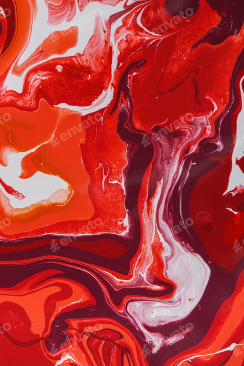 Abstract Swirls of Red, Orange, and White