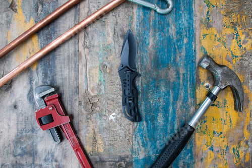 Preview: Tools on a wooden background