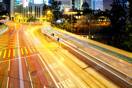 Preview: Busy traffic in city at night