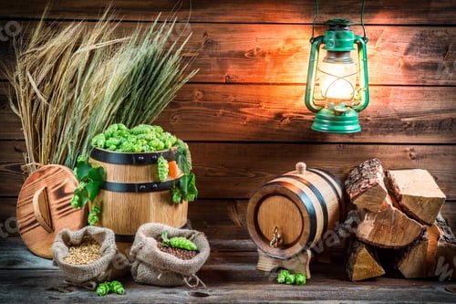 Preview: Cellar full of ingredients for homemade beer