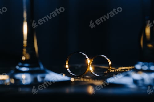 Preview: A pair of gold wedding rings.Two wedding rings