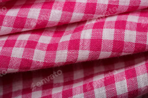 Preview: Square Pattern Fabric Background. Textures Pink And White Cotton Fabric. The Pattern For Textiles