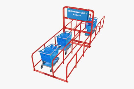 Preview: Shopping Cart Return Station with Plastic Baskets
