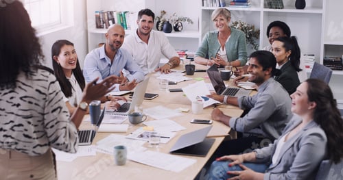 Preview: Shot of a group of businesspeople having a meeting in a modern office