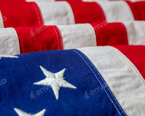 Preview: USA flag, US of America sign symbol background, closeup view