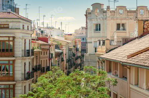 Preview: View at Valencia downtown with rooftops of residential dwellings. Valencia downtown. Spain. Europe.