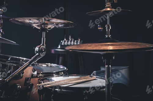 Preview: Close-up, part of a drum kit on a blurred background.