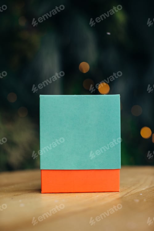 Preview: Color boxes - mockups on a Christmas background.