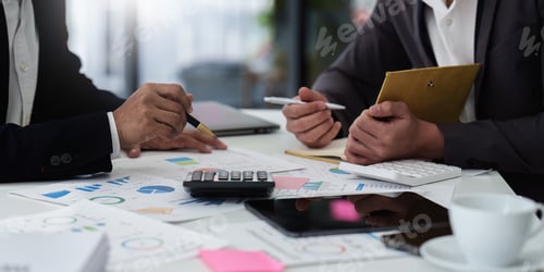 Preview: Group of Businessman or Accountant checking finance data document for investigation of corruption