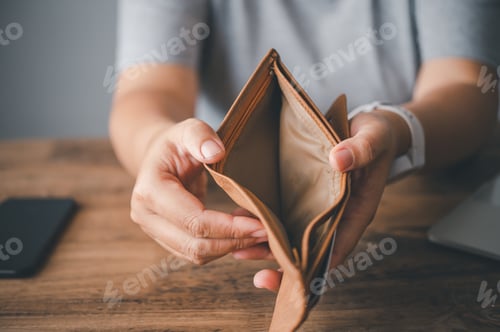 Preview: Empty money in wallet, concept money deficit, money is not enough , Unemployment, poverty.