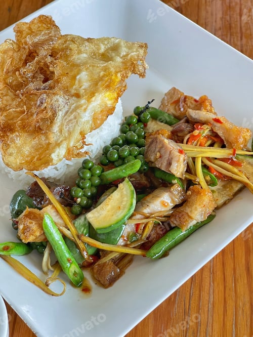 Preview: Cuisine Thailand style on top view. Select and soft focus.