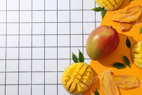 Preview: Dried mango chips with fresh sliced mango