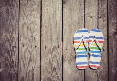 Preview: beach slippers on wood