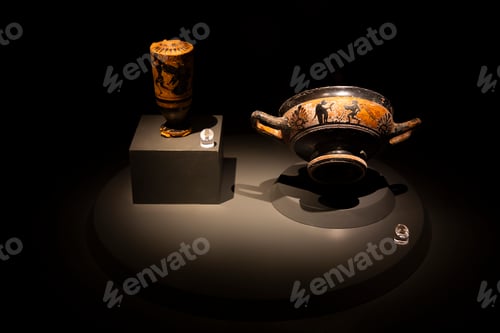 Preview: Adana - Türkiye, August 12, 2023, historical ancient artifacts in Adana archaeological museum